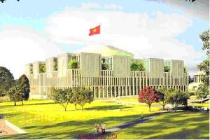 Phối cảnh mặt trước Nhà Quốc hội hướng ra quảng trường Ba Đình. Ảnh: P.V